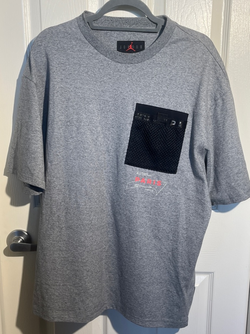 Nike Jordan x Paris Saint-Germain PSG Mesh Pocket T-Shirt Grey - Picture 2 of 9